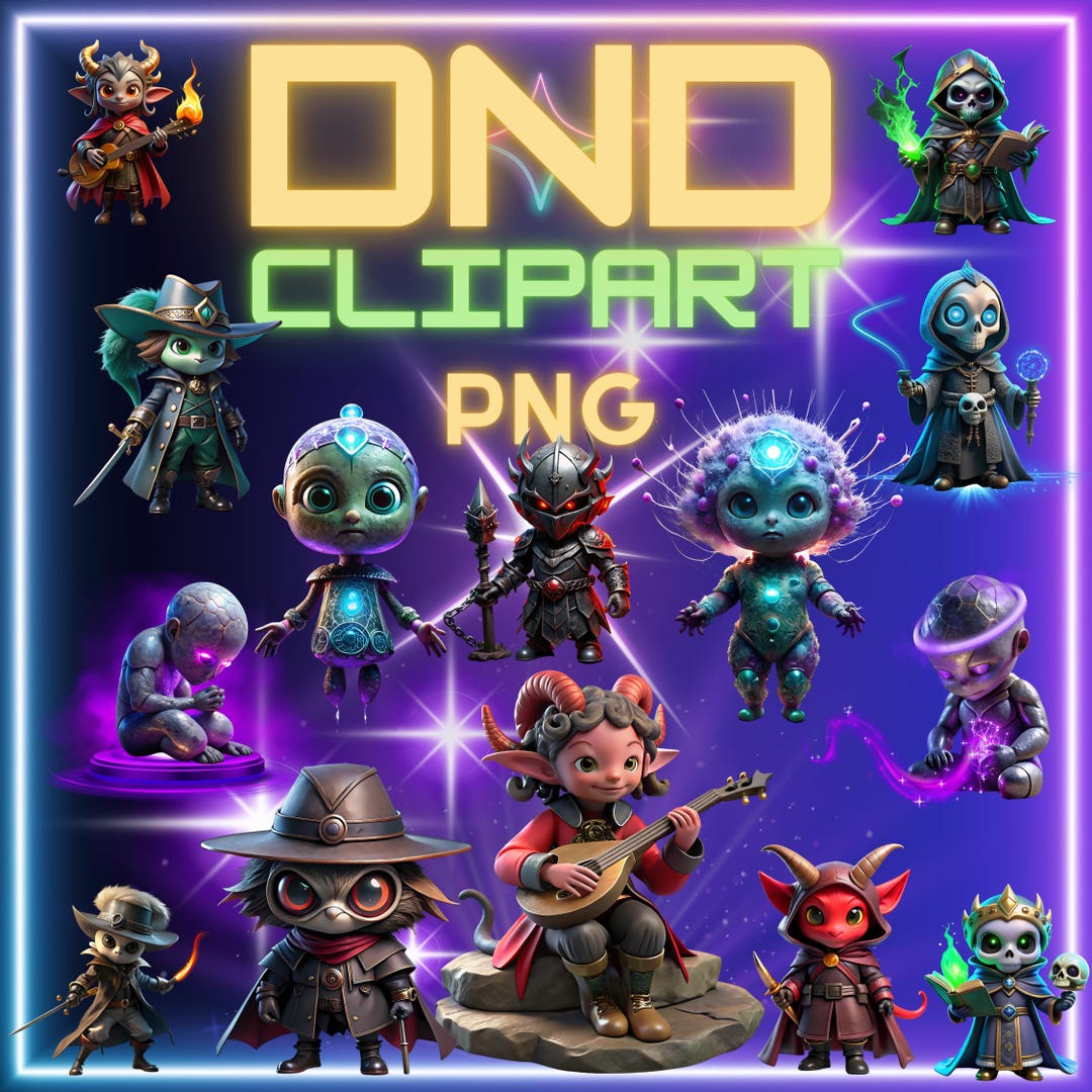 Amazing 110 Dnd Fantasy Clipart PNG Bundle | Cute Chibi RPG Characters ...