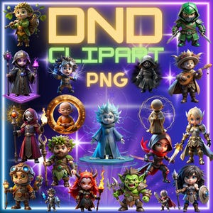 DND Clipart Png, Dungeons Dragons Characters, Fantasy Rpg Art, Barbarian Bard Cleric, Digital DND Clip Art, Dnd Fighter Monk, Dnd Png, Dnd20