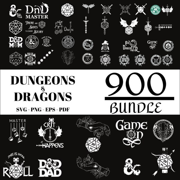 900 Mega Bundle Dungeons and Dragons, DND20 svg, Dungeons Dragons Png, Dnd class Emblems, Choose Weapon Svg, Dnd Clipart, Svg Png Pdf Jpg