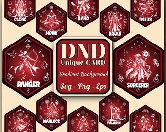 12 Dungeons And Dragons Rpg Character Hexagon Icons Png, DND Class Cards Bundle, RPG Character Set, Dungeon Master Svg, Dnd 20 Png, Dnd20