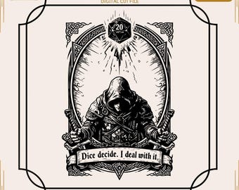 RPG Quote Svg, D20 Dice Png, Fantasy Gamer Cut File for TTRPG Shirt Design