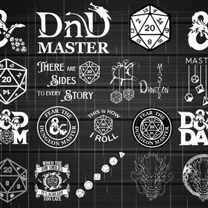 50 Black + 50 White Dungeons and Dragons Svg Bunlde, DND20, Png - Svg - Pdf - Jpg