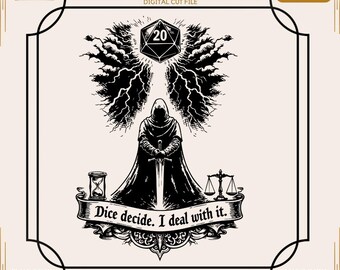 RPG Quote SVG, D20 Dice PNG, Tabletop Gamer Shirt Design, Fantasy Cut File
