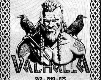 Odin Valhalla Svg | Odin Ravens | Viking T-shirt | Norse Mythology Svg | Nordic Tattoo Design| Viking art | Viking Gift For Him | Viking Svg