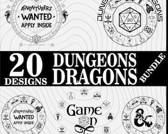Dungeons and Dragons Svg Bunde, DND20 Png, D20 Dice svg, Dnd class Emblems, Role Playing Game, Dungeon Master Svg, Dungeons and Dragons Png