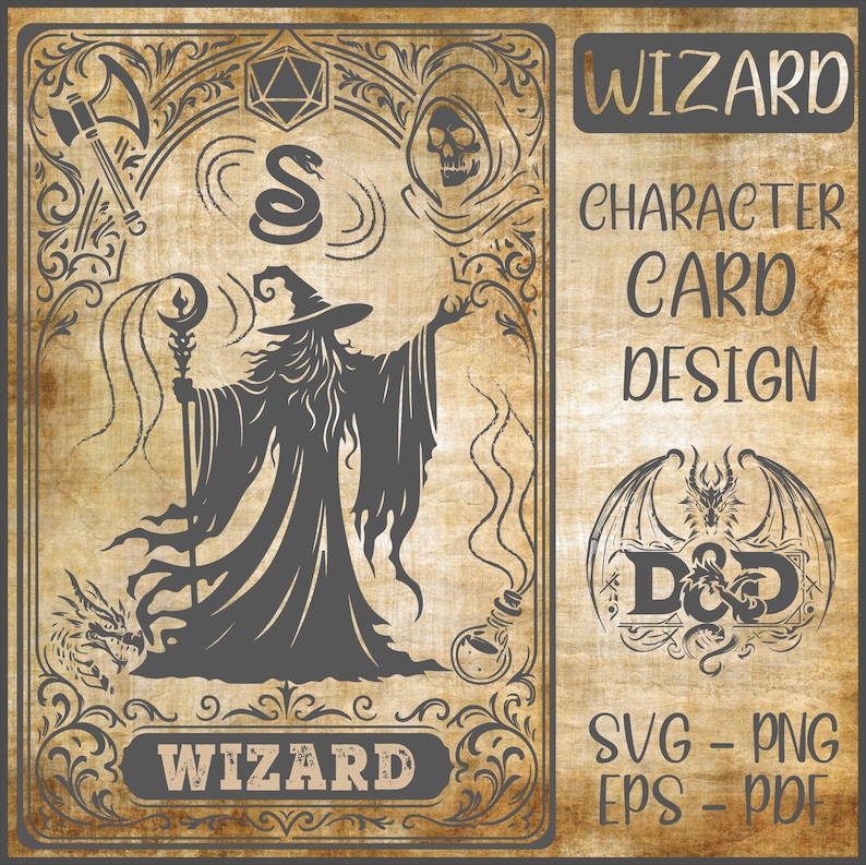 Wizard Character Card Svg | DND Wizard Class Art | Dnd20 Svg | Dungeon ...