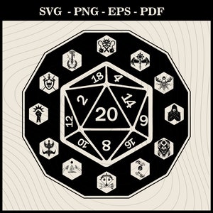 Dungeons and Dragons Amazing Design svg, DND20 svg, Dnd class Emblems, Dungeons Dragons svg, D20 Dice svg, Dnd Clipart, Dnd