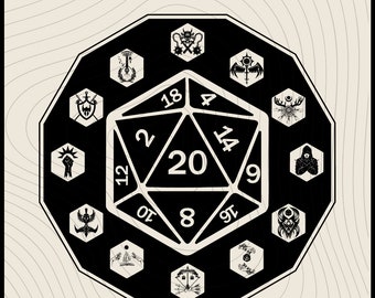 Dungeons and Dragons Amazing Design svg, DND20 svg, Dnd class Emblems, Dungeons Dragons svg, D20 Dice svg, Dnd Clipart, Dnd