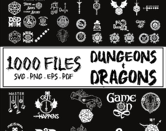 1000 Files Mega Bundle Dungeons and Dragons Svg, Dungeons Master, DND Logo Svg, D20 Svg, Dnd class Emblems, Choose Weapon Svg, Dnd Dice Png