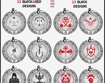 DND Class Emblems Svg | Dungeon Master Svg | Black Red DND Svg | RPG ...