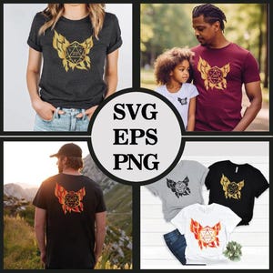 Logo Dnd fiammeggiante a 4 colori, dadi Dnd SVG, maglietta Dnd, Dungeons Dragons SVG, Dungeon Master SVG, Dungeons Dragons Png, dadi Dnd20