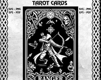 Ranger Game Character Svg, Ranger Class DnD Tarot Card, Dungeons and Dragons Svg, Dungeon Master Gift, Board Game Svg, Dungeon Master Png