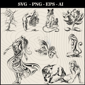 24 Amazing Desings Tribal Women and Animal Svg, Tribal Women svg, Tribal Girl svg, Tribal animal svg, Tribal tattoo svg, Tribal Illustration