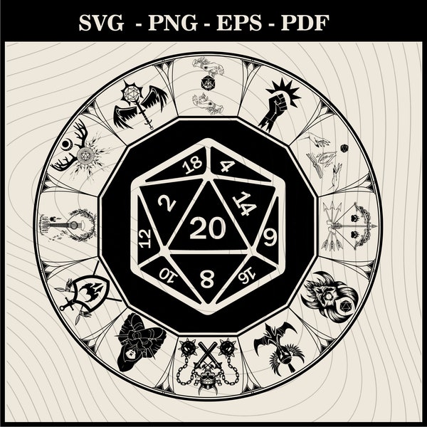 New Logo Dungeons and Dragons Amazing Designs , DND 20 svg, Dnd class Emblems, Dungeons Dragons svg,  Dnd Dice Set, Dungeons Master