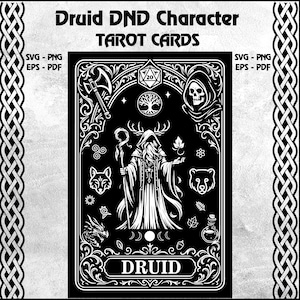 Impresionante carta de tarot de druida de Dungeons and Dragons (imprimible) / Personaje druida DND (SVG), Carta de tarot RPG (SVG), Regalo de Dungeon Master, DND20