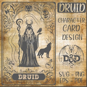 Druid DND Character Card Design Svg | Dungeons Dragons Druid Class Digital Png | Dungeon Master Gift | Fantasy RPG Class | Instant Download