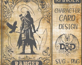 Ranger DnD Character Card Design Svg | Dungeons and Dragons Ranger Class Digital Art | RPG Tabletop Game Card | Dungeon Master Gift| DND Svg