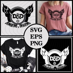 Pacchetto SVG Dungeons and Dragons, Clipart RPG fantasy con dadi alati, Download digitale del logo di gioco, Design per maglietta, Dadi DnD, Dungeon Master svg