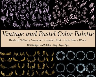 Vintage Pastel Wildflower SVG, Floral Clipart Bundle (Digital Download)