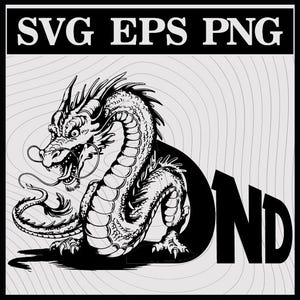 Arquivo SVG de Dragão de Fantasia, Clipart de Dragão DnD, Vetor de Criatura Mítica, Svg de Mestre de Masmorras, Svg de Dungeons and Dragons, Arte de Dragão de Fantasia