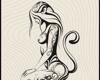 Amazing Desings Tribal Women and Cat, Tribal Women svg, Tribal Girl svg, Tribal animal svg, tribal tattoo svg, tribal Illustration,