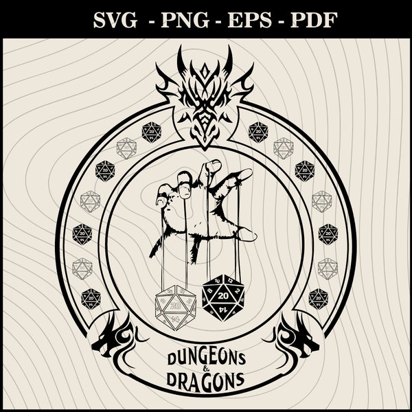 Black + White New Dungeons and Dragons Amazing Designs, DND20, Dnd class Emblems, Dungeons Dragons svg, Png - Svg - Eps - Pdf