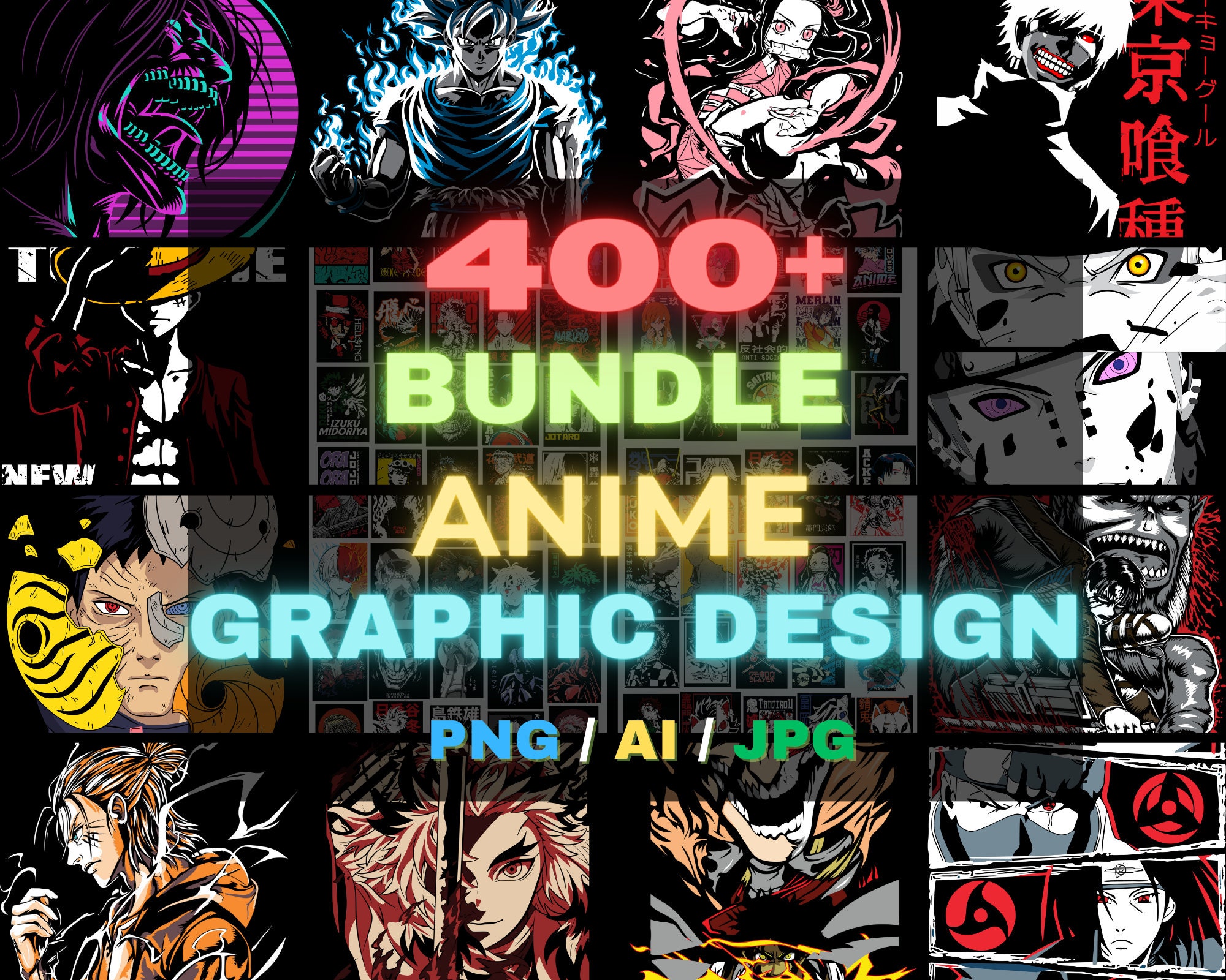 Anime T-Shirt Design, Anime Vector Graphics Bundle ,samurai t shirt Bu By  Rana Creative