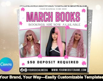 March Booking Flyer, March Flyer, St.Patricks Day Flyer, Book Now Flyer, March Madness Flyer, MUA, Lashes, Nails, Hair, Braid