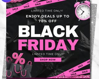 Folleto de Black Friday, folleto de ofertas de Black Friday, folleto especial de Black Friday, folleto de Cyber Monday, folleto de Pink Friday, folleto de ofertas flash, Canva