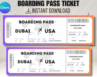 Editable Boarding Pass Template: Canva Airplane Ticket Gift (Instant Download)