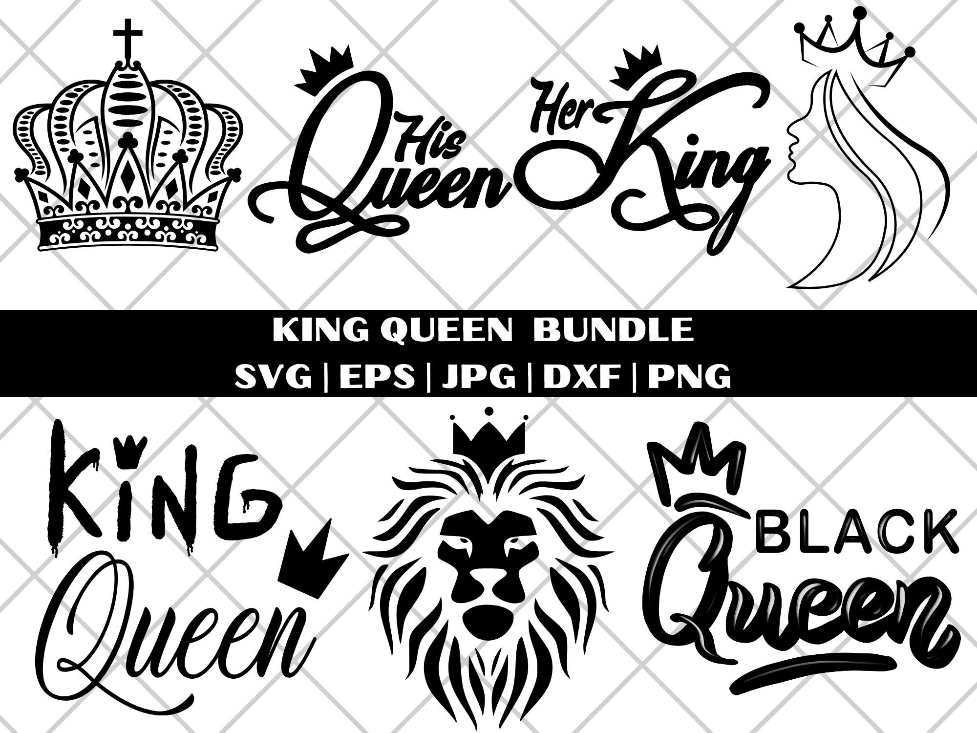 Vector King Queen cdr ai svg pdf png Laser Silhouette Cut file -  Personalizei