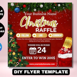 Weihnachtsraffle-Werbegeschenk-Flyer, DIY-Feiertags-Flyer, Werbegeschenk-Flyer, Feiertags-Verlosungs-Flyer, Weihnachts-Werbegeschenk-Flyer, Raffle-Los-Flyer