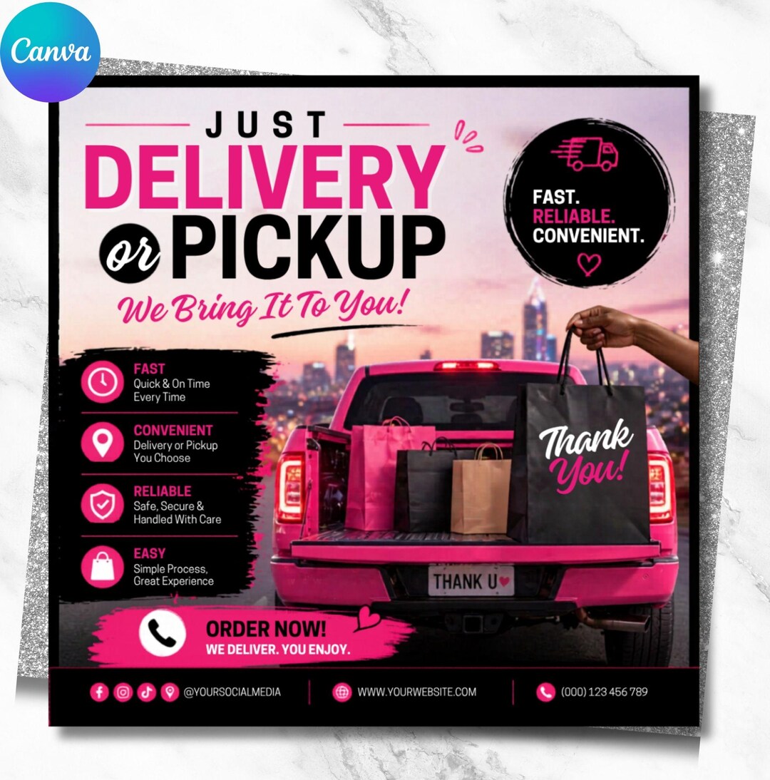 Delivery & Pickup Flyer Template, Editable Canva Flyer, Shipping ...