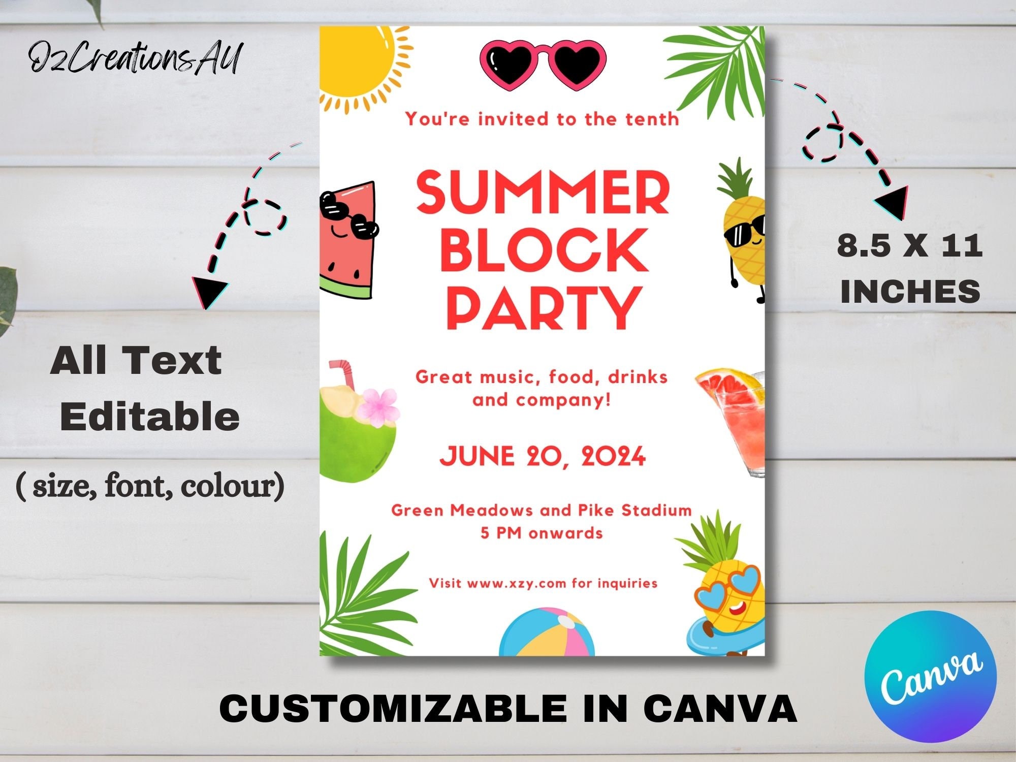 Block Party Flyer Template, Editable Neighborhood BBQ Party Invite ...