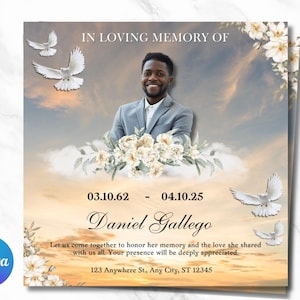 Memorial Funeral Announcement Flyer, Funeral Memorial Announcement Flyer, Funeral Announcement Template, Rest In Peace Flyer, Canva Editable