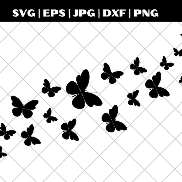 Flying Butterflies SVG - Butterfly Silhouette - Butterfly Cut File - Digital Download - Cricut - Silhouette Cut File