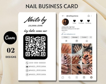 Tarjeta de presentación de uñas para Instagram, tarjeta de uñas para Canva, tarjeta de presentación para cabello, tarjeta de presentación para esteticista, tarjeta de presentación para pestañas, tarjeta de presentación para técnico de uñas, tarjeta de presentación para IG, tarjeta de presentación para maquillaje DIY.