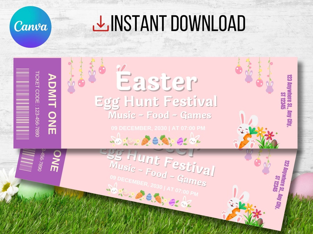 Easter Egg Hunt Ticket Template: Printable Surprise Gift (digital ...