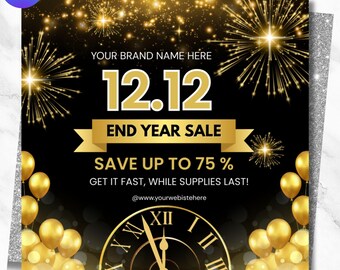 New Year Sale Flyer, January Appointment Flyer, Holiday Flash Sale, New Year Beauty Braids Hair Lashes Nails