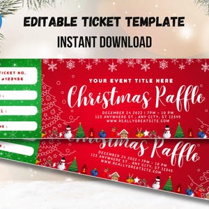 Christmas Ticket template | gift voucher | Santa gift | Editable Instant Download | Gift Certificate Template | Holidays Gift Voucher