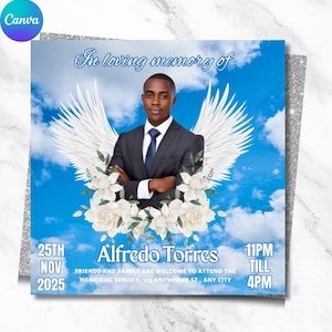 Memorial Funeral Announcement Flyer, Funeral Memorial Announcement Flyer, Funeral Announcement Template, Rest In Peace Flyer, Canva Editable
