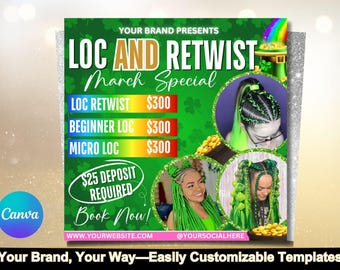 March Booking Flyer, March Flyer, St.Patricks Day Flyer, Book Now Flyer, March Madness Flyer, MUA, Lashes, Nails, Hair, Braid