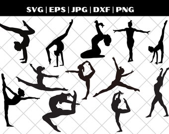 Gymnast SVG Cutting Files, Gymnastics Silhouette Cricut, Sport Athlete Girl