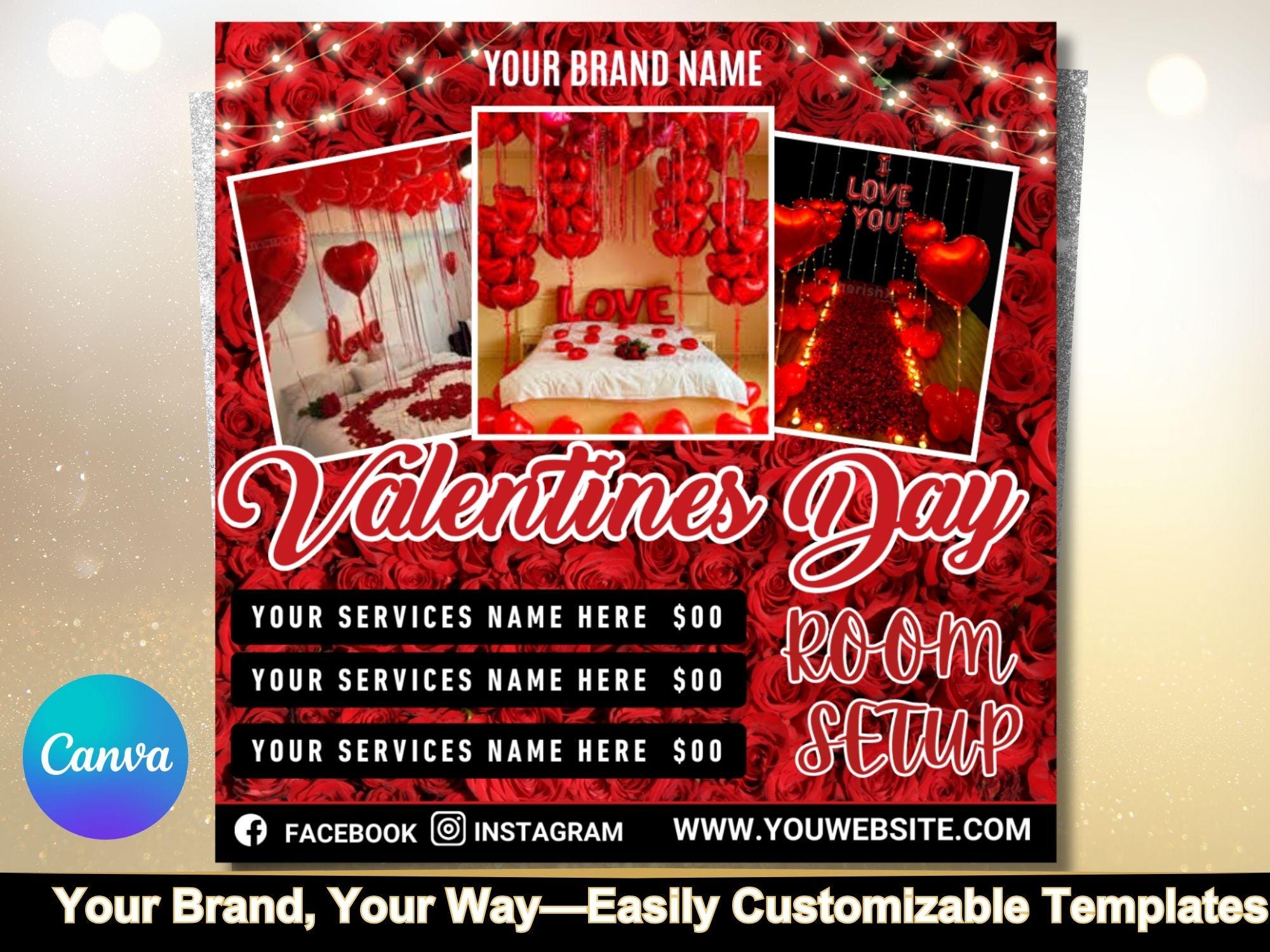 Valentine's Day Room Setup Flyer: Canva Editable Template