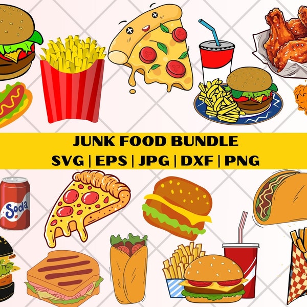 Junk Food SVG | Fast Food SVG | Food Clipart | Pizza Clipart | Digital Download |Food PNG | Cricut