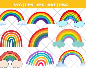 Rainbow svg, Rainbow Cut File, 6 Color Rainbow svg, Silhouette File, Cricut Cut File, Digital Download