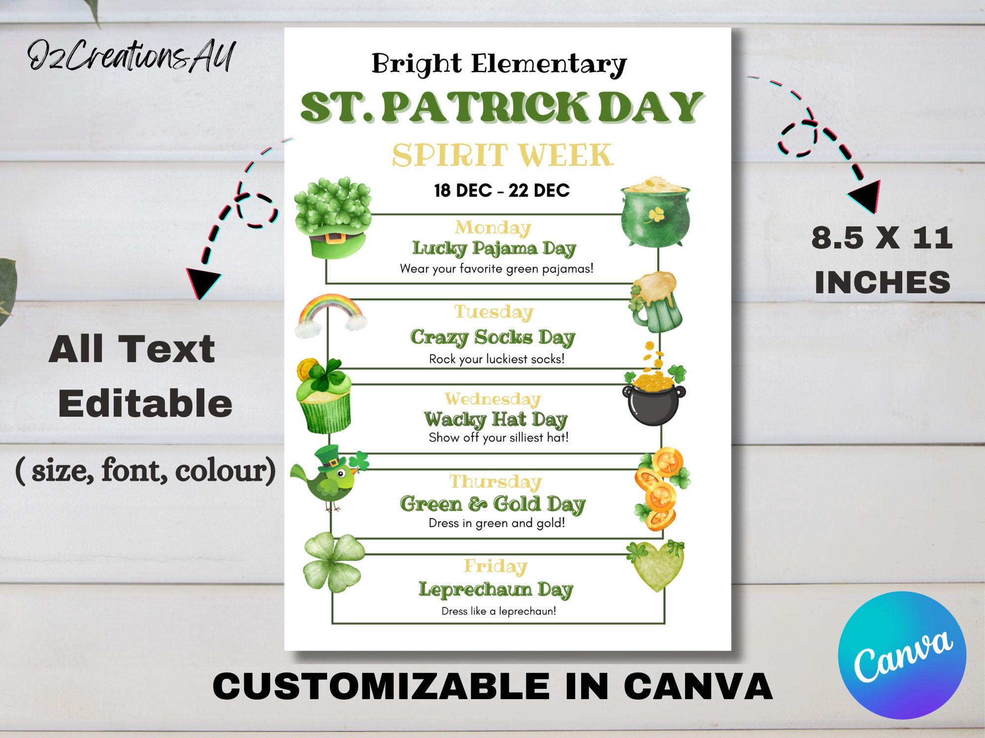 St. Patrick’s Spirit Week Flyer, March PTO Schedule, St. Patty’s PTA ...