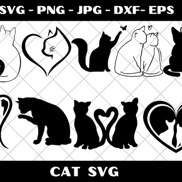 Love Cat Svg, Love cat silhouette, Love Cat png, Cat svg, Cat, Cat lover file svg per cricut