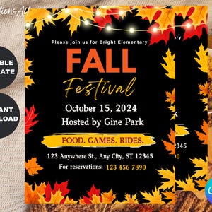Fall Festival Flyer Template: Autumn Party Invitation (Digital Download)
