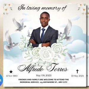 Memorial Funeral Announcement Flyer, Funeral Memorial Announcement Flyer, Funeral Announcement Template, Rest In Peace Flyer, Canva Editable